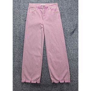 Risen Los Angeles High Rise Wide Leg Jeans Size 13/31 Raw Hem Festival Boho Pink